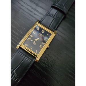 🔥NEW‎ OLD STOCK - Rare - Vintage Seiko Slim Tank Quartz Men's Leather Watch